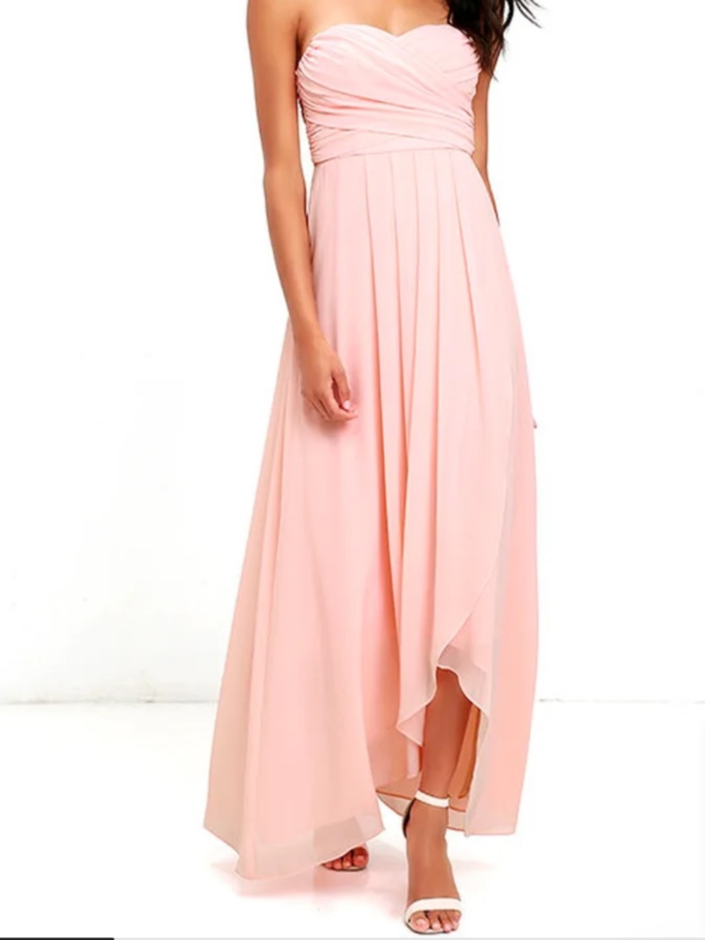 Lulus First Bliss Peach Strapless High-Low Dress-Size Medium